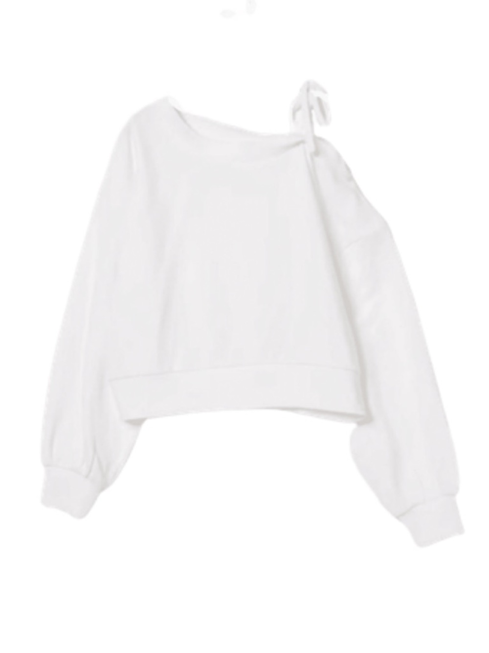 🇯🇵 HONEYS White Off-Shoulder Ribbon Tie Crop Pullover Sweater